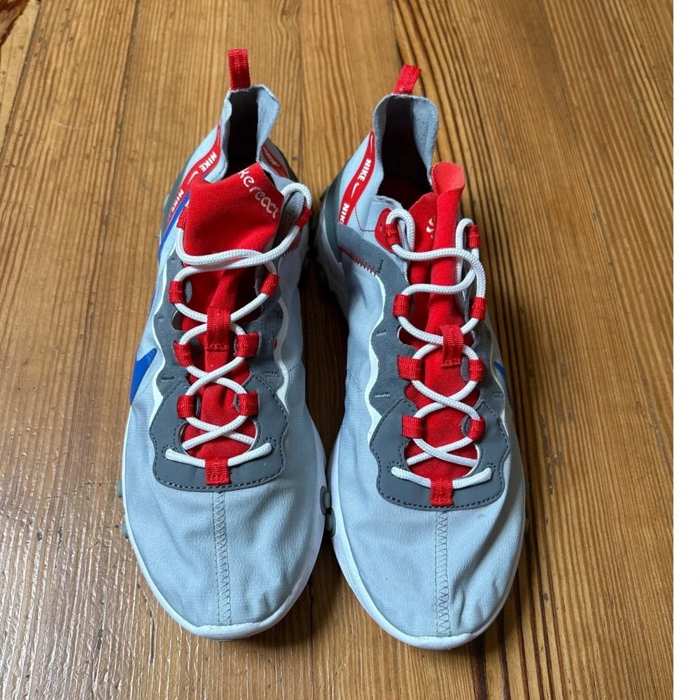 Nike React Element 55 Mens Grey Blue Red Athletic Sneakers SIZE 10.5